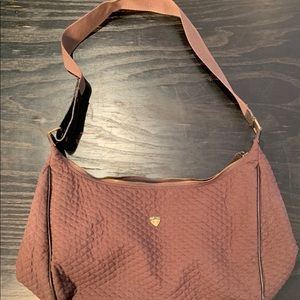 Vintage Postcard Brand Quilted Brown Bag